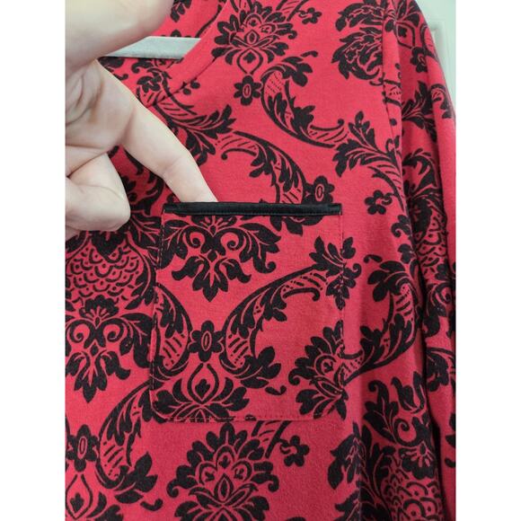 Soma Red Black Paisley Print Cotton Modal Stretch Sleepshirt Pajamas, Size Large - Picture 5 of 14